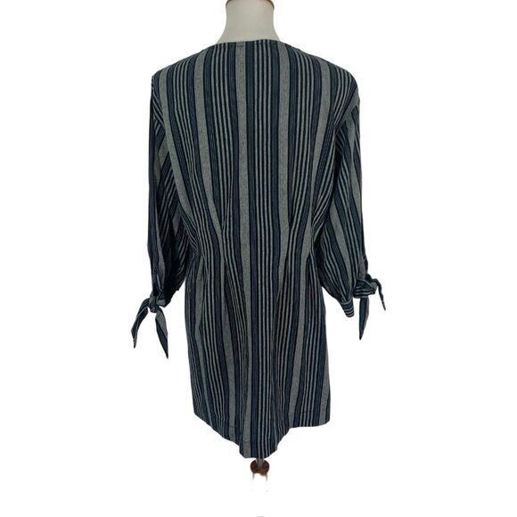 Umgee Dress Medium Striped Blue Long Sleeve Tunic Boho Festival - Picture 4 of 6